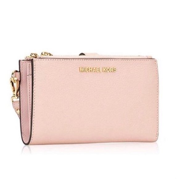 MICHAEL KORS LG Jet Set Double Zip Pink Wristlet - Picture 2 of 11